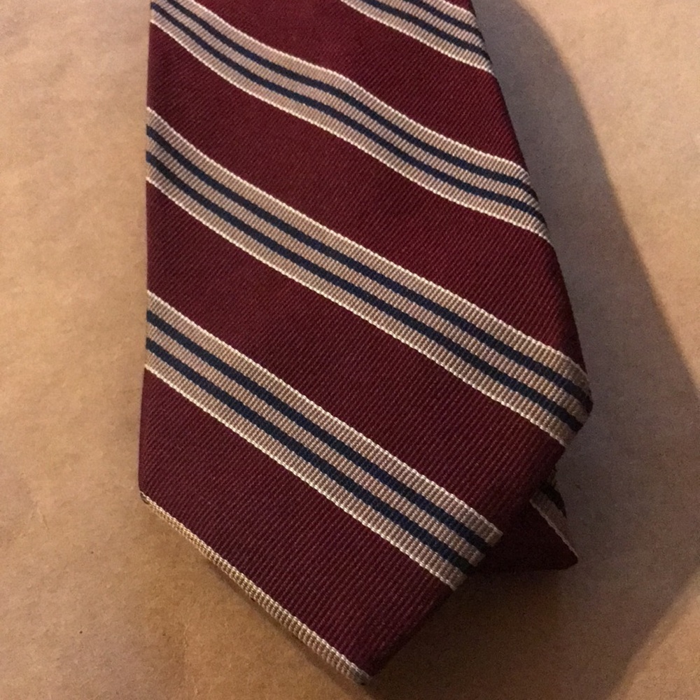 Men’s Brooks Brothers Makers Silk Tie - Burgundy/ Taupe/ navy Diagonal Stripe